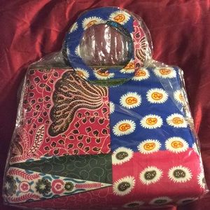 New Authentic African print Tote w/ circle handle